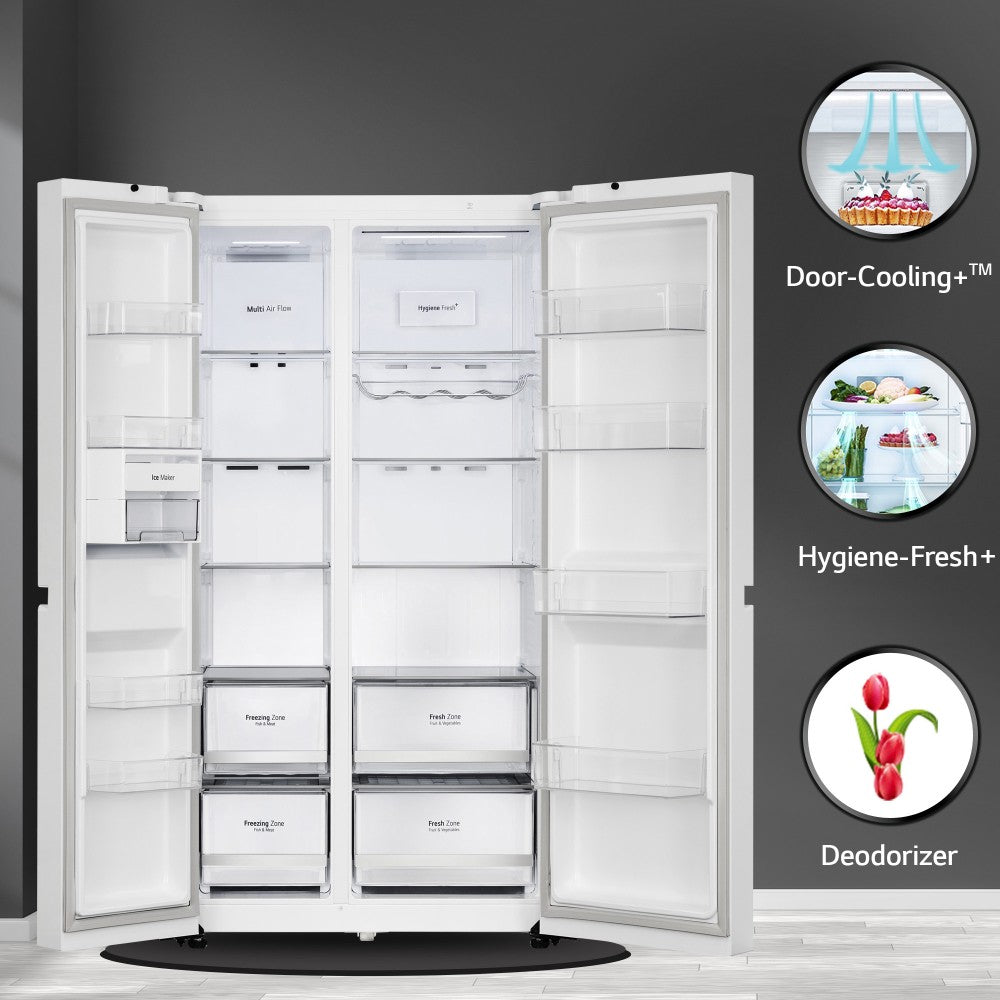 LG 655 L Frost Free Side by Side Refrigerator - Linnen White, GL-B257DLWX