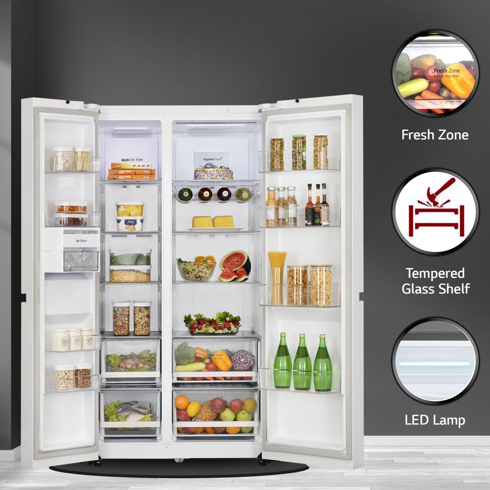 LG 655 L Frost Free Side by Side Refrigerator - Linnen White, GL-B257DLWX