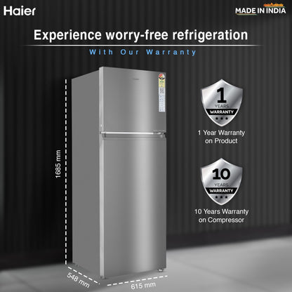 Haier 358 L Frost Free Double Door 3 Star Convertible Refrigerator - Inox Steel, HEF-363TS-P