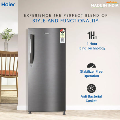 Haier 190 L Direct Cool Single Door 3 Star Refrigerator - Dazzle steel, HED-203DS-P