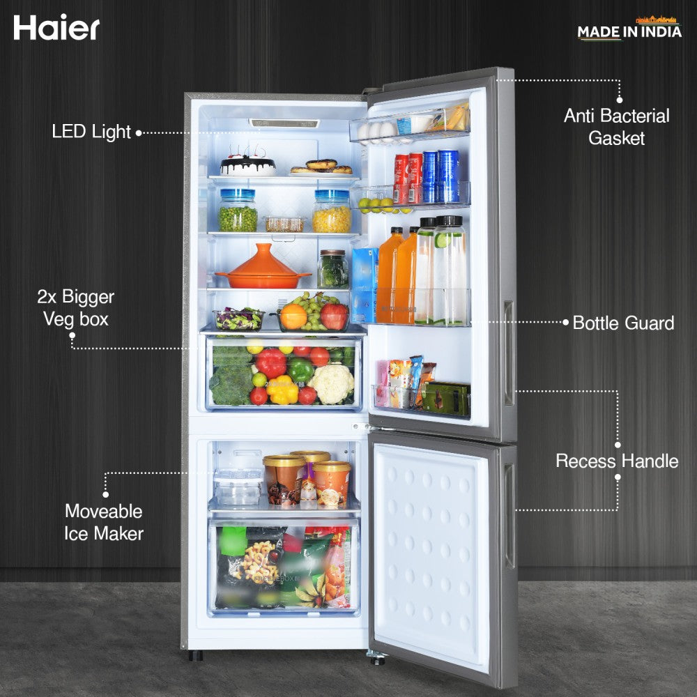 Haier 237 L Frost Free Double Door 2 Star Convertible Refrigerator - Moon Silver, HEB-242GS-P