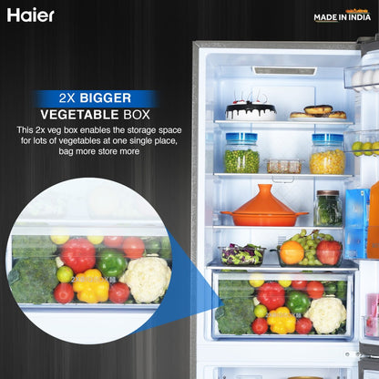 Haier 237 L Frost Free Double Door 2 Star Convertible Refrigerator - Moon Silver, HEB-242GS-P