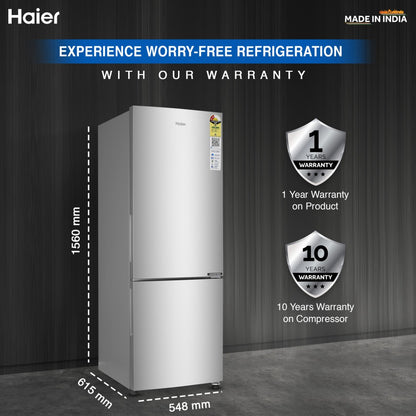 Haier 237 L Frost Free Double Door 2 Star Convertible Refrigerator - Moon Silver, HEB-242GS-P