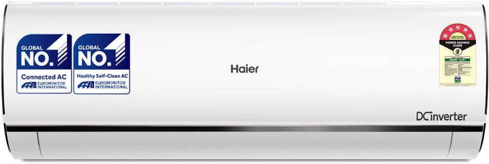 Haier UVC Sterilization 2023 Model 1.6 Ton 5 Star Split Inverter Frost Self-clean technology, Supersonic Cooling, Intelli Convertible 7-in-1 AC with Wi-fi Connect  - White - HS19U-PYFC5BE-INV/HU19-5BE-INV, Copper Condenser