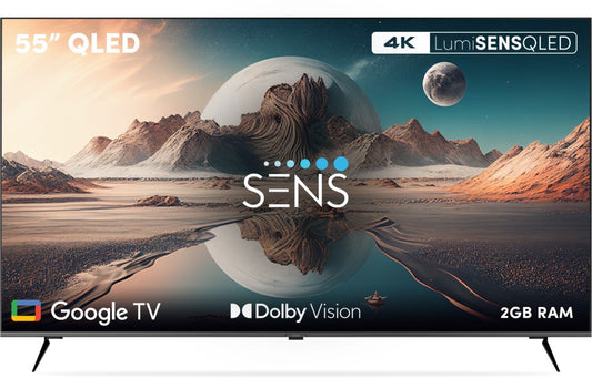 SENS Dwinci 140 सेमी (55 इंच) QLED अल्ट्रा HD (4K) स्मार्ट Google TV LumiSENS पैनल, डॉल्बी विजन और डॉल्बी एटमॉस - SENS55WGSQLED