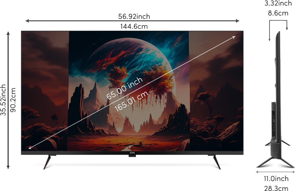 SENS Dwinci 165 cm (65 इंच) QLED अल्ट्रा HD (4K) स्मार्ट Google TV LumiSENS पैनल, डॉल्बी विजन और डॉल्बी एटमॉस - SENS65WGSQLED