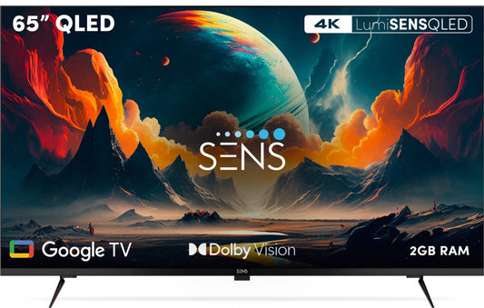 SENS Dwinci 165 cm (65 इंच) QLED अल्ट्रा HD (4K) स्मार्ट Google TV LumiSENS पैनल, डॉल्बी विजन और डॉल्बी एटमॉस - SENS65WGSQLED