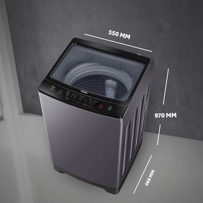 Haier 7.5 Kg Fully Automatic Top Load Washing Machine with In-built Heater Black, Grey - HWM75-H826S6