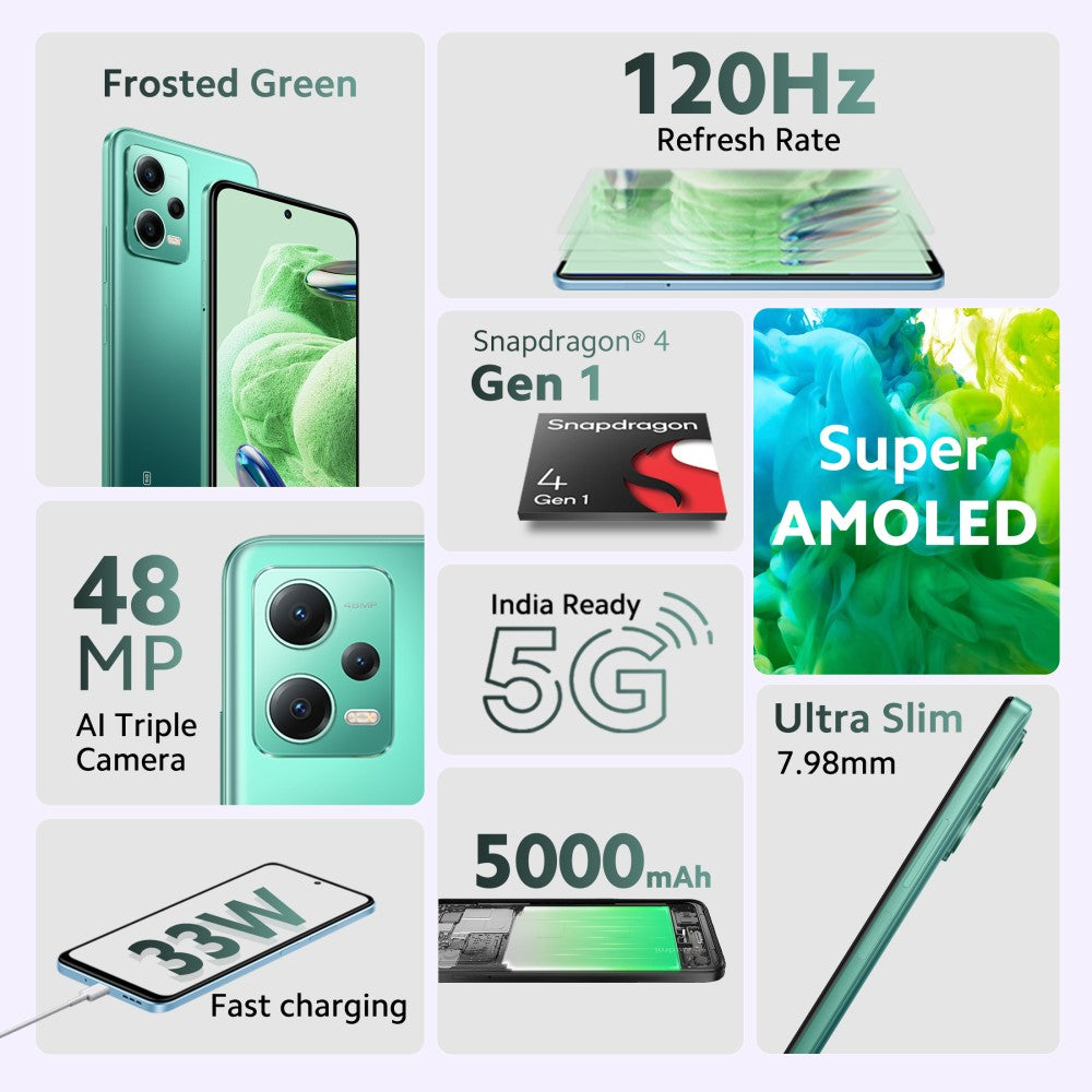 REDMI Note 12 5G (Frosted Green, 128 GB) - 4 GB RAM