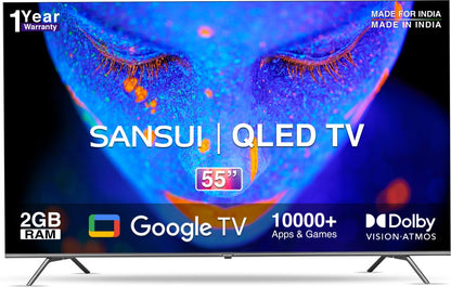 Sansui 140 सेमी (55 इंच) QLED अल्ट्रा HD (4K) स्मार्ट Google TV डॉल्बी विजन और डॉल्बी एटमॉस, ब्लैक - JSW55GSQLED