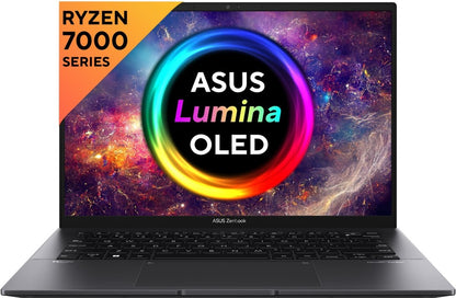 Asus Zenbook 14 OLED (2023) Ryzen 7 ऑक्टा कोर 7730U - (16GB/512GB SSD/Windows 11 Home) UM3402YA-KM741WS पतला और हल्का लैपटॉप - 14 इंच, जेड ब्लैक, 1.39 Kg, MS Office के साथ