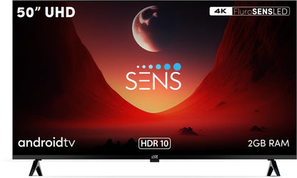 SENS Pikaso 127 cm (50 inch) Ultra HD (4K) LED Smart Android TV with FluroSENS Panel, Dolby Audio and DTS - SENS50WASUHD