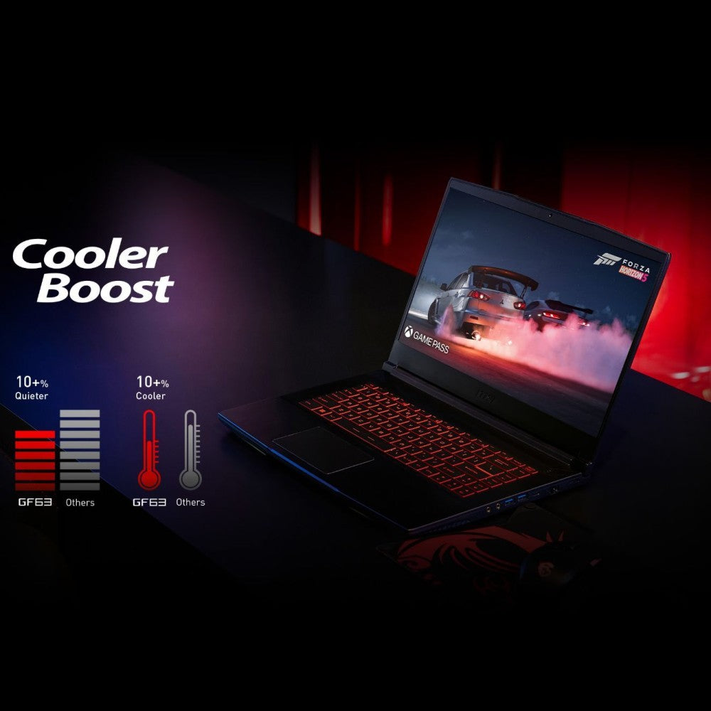 MSI Core i5 12वीं पीढ़ी - (16 GB/1 TB HDD/256 GB SSD/Windows 11 Home/6 GB ग्राफ़िक्स/NVIDIA GeForce RTX 4050) पतला GF63 12VE-267IN गेमिंग लैपटॉप - 15.6 इंच, काला, 1.86 किलोग्राम