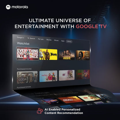 MOTOROLA EnvisionX 165 cm (65 inch) QLED Ultra HD (4K) Smart Google TV QuantumGlow Technology, Dolby Vision & Dolby Atmos (2023 Range) - 65UHDGQMWS5Q