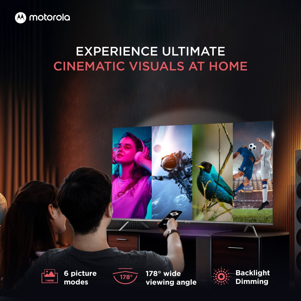 MOTOROLA EnvisionX 165 cm (65 inch) QLED Ultra HD (4K) Smart Google TV QuantumGlow Technology, Dolby Vision & Dolby Atmos (2023 Range) - 65UHDGQMWS5Q