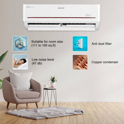 Voltas 1.5 Ton 5 Star Split Inverter AC  - White - 185V Vectra Prism(4503450), Copper Condenser