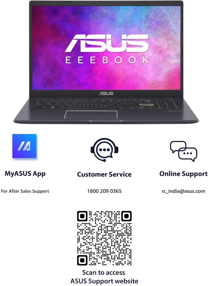 ASUS Eeebook 15 सेलेरॉन डुअल कोर - (8 जीबी/512 जीबी एसएसडी/विंडोज 11 होम) E510MA-EJ021WS पतला और हल्का लैपटॉप - 15.6 इंच, काला, 1.57 किलोग्राम, एमएस ऑफिस के साथ