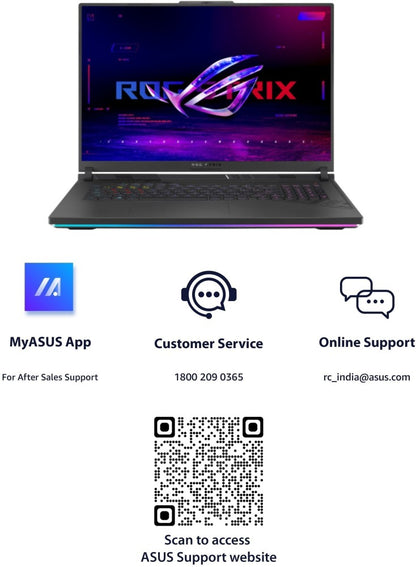 ASUS ROG Strix G18 (2023) with 90WHr Battery Intel HX-Series Core i9 13th Gen - (16 GB/1 TB SSD/Windows 11 Home/8 GB Graphics/NVIDIA GeForce RTX 4070/240 HZ) G814JI-N6097WS Gaming Laptop - 18 Inch, Gray, 3.00 Kg, With MS Office