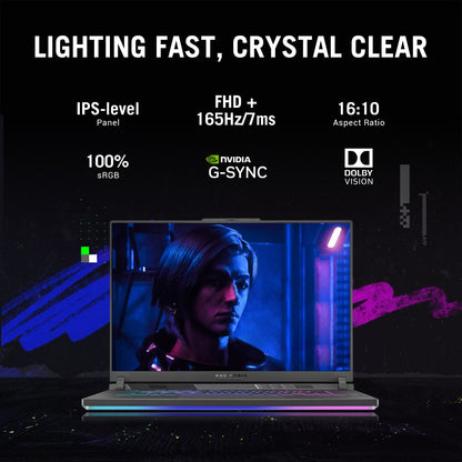 ASUS ROG Strix G16 (2023) 90WHr बैटरी के साथ Intel HX-Series Core i7 13वीं पीढ़ी - (16 GB/1 TB SSD/Windows 11 Home/6 GB ग्राफ़िक्स/NVIDIA GeForce RTX 4050/165 Hz) G614JU-N3200WS गेमिंग लैपटॉप - 16 इंच, ग्रे, 2.50 किलोग्राम, एमएस ऑफिस के साथ