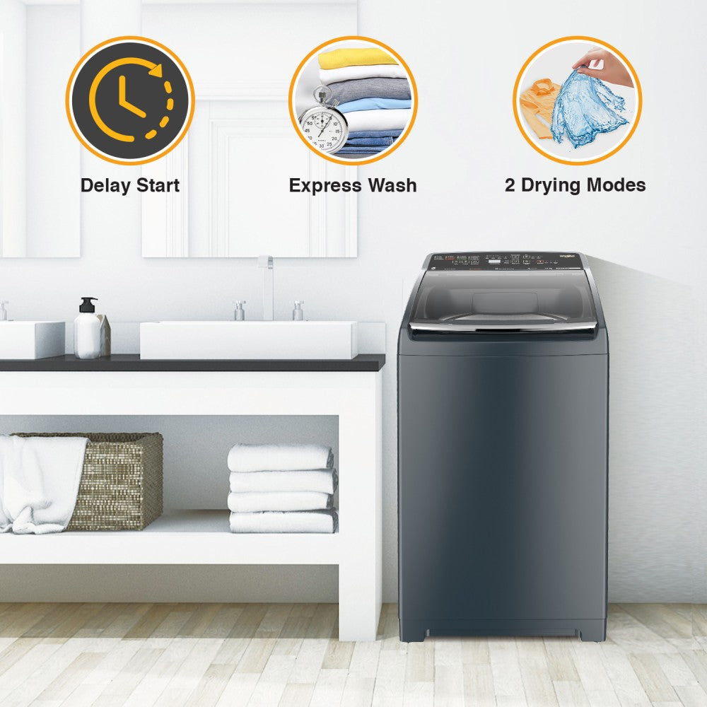 Whirlpool 7.5 kg Fully Automatic Top Load Washing Machine with In-built Heater Grey - SW PRO PLUS H 7.5 KG Mid Night Grey 10YMW