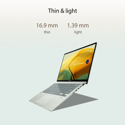 ASUS Zenbook 14 OLED Touch Intel EVO P-Series Core i7 12th Gen - (16 GB/512 GB SSD/Windows 11 Home) UX3402ZA-KN732WS पतला और हल्का लैपटॉप - 14 इंच, एक्वा सेलाडॉन, 1.39 किलोग्राम, एमएस ऑफिस के साथ