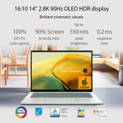 ASUS Zenbook 14 OLED Touch Intel EVO P-Series Core i7 12th Gen - (16 GB/512 GB SSD/Windows 11 Home) UX3402ZA-KN732WS पतला और हल्का लैपटॉप - 14 इंच, एक्वा सेलाडॉन, 1.39 किलोग्राम, एमएस ऑफिस के साथ