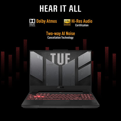 ASUS TUF गेमिंग F15 (2023) 90WHr बैटरी के साथ Intel H-Series Core i9 13वीं पीढ़ी - (16 GB/1 TB SSD/Windows 11 Home/8 GB ग्राफ़िक्स/NVIDIA GeForce RTX 4060/144 Hz) FX507VV-LP071WS गेमिंग लैपटॉप - 15.6 इंच, मेचा ग्रे, 2.20 किलोग्राम, एमएस ऑफिस के साथ