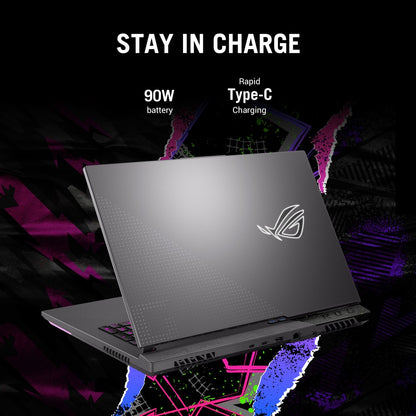 ASUS ROG Strix G17 (2023) 90WHr बैटरी के साथ Ryzen 9 12 Core 7845HX - (16 GB/1 TB SSD/Windows 11 Home/6 GB ग्राफ़िक्स/NVIDIA GeForce RTX 4050/240 HZ) G713PU-LL060WS गेमिंग लैपटॉप - 17.3 इंच, एक्लिप्स ग्रे, 2.80 किग्रा, एमएस ऑफिस के साथ