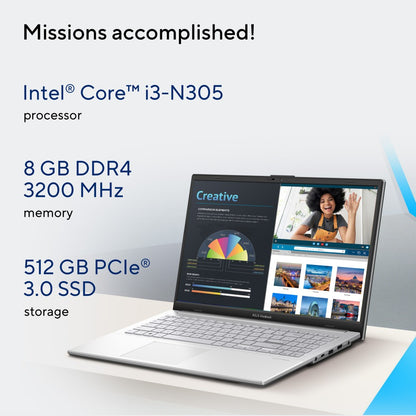 ASUS Vivobook Go 15 (2023) इंटेल 8 कोर/8 थ्रेड्स कोर i3 - (8 जीबी/512 जीबी एसएसडी/विंडोज 11 होम) E1504GA-NJ321WS पतला और हल्का लैपटॉप - 15.6 इंच, कूल सिल्वर, 1.63 किलोग्राम, एमएस ऑफिस के साथ