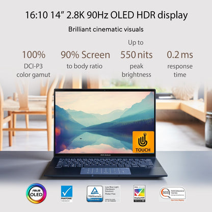 ASUS Zenbook 14 OLED Touch Intel EVO P-Series Core i5 12th Gen - (16 GB/512 GB SSD/Windows 11 Home) UX3402ZA-KN531WS पतला और हल्का लैपटॉप - 14 इंच, पॉंडर ब्लू, 1.39 किलोग्राम, MS ऑफिस के साथ