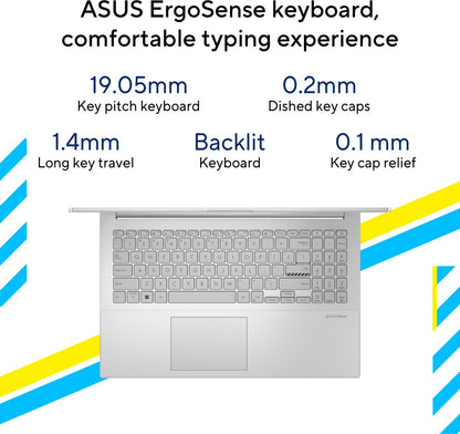 ASUS Vivobook Go 15 (2023) इंटेल 8 कोर/8 थ्रेड्स कोर i3 - (8 जीबी/512 जीबी एसएसडी/विंडोज 11 होम) E1504GA-NJ321WS पतला और हल्का लैपटॉप - 15.6 इंच, कूल सिल्वर, 1.63 किलोग्राम, एमएस ऑफिस के साथ