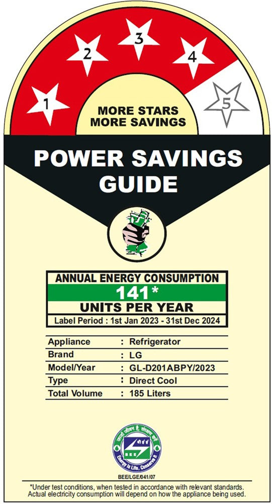 LG 185 L डायरेक्ट कूल सिंगल डोर 4 स्टार रेफ्रिजरेटर बेस ड्रॉअर के साथ स्मार्ट कनेक्ट, सबसे तेज बर्फ बनाने वाला, नम 'एन' फ्रेश और स्मार्ट इन्वर्टर कंप्रेसर - ब्लू प्लुमेरिया, GL-D201ABPY