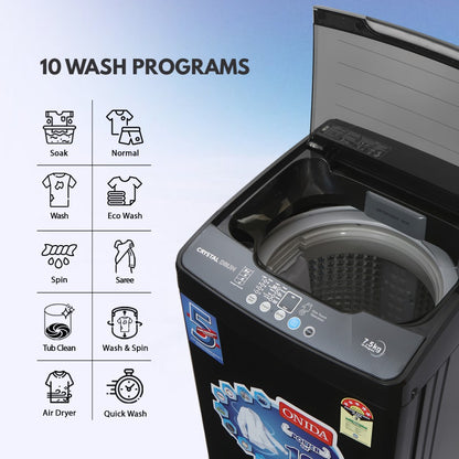 ONIDA 7.5 kg 5 Star Fully Automatic Top Load Washing Machine Black - T80CGN