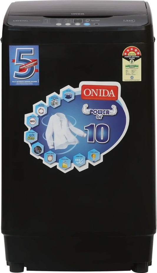 ONIDA 7.5 kg 5 Star Fully Automatic Top Load Washing Machine Black - T80CGN