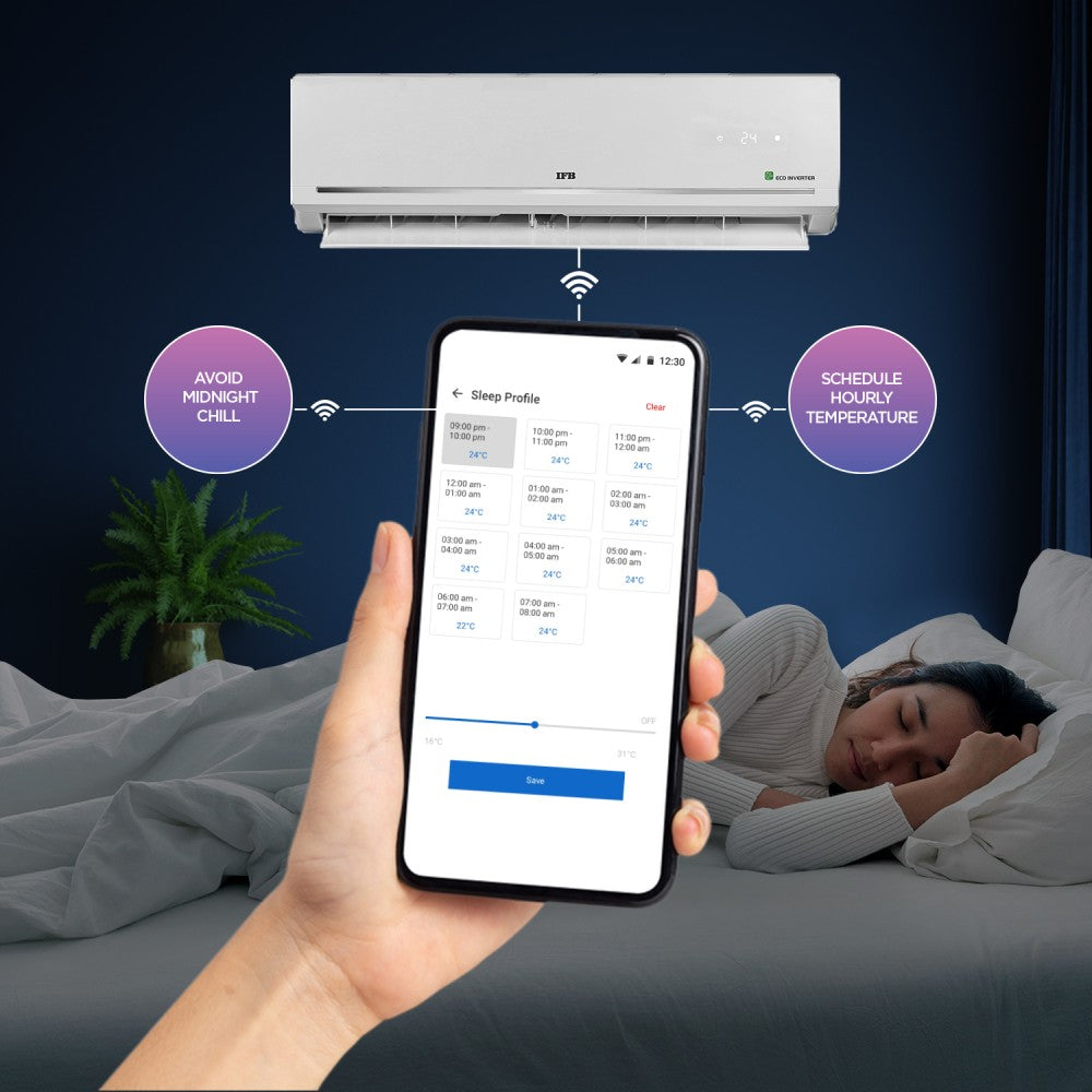 IFB FastCool Convertible 8-in-1 Cooling, 2023 Model 1.5 Ton 3 Star Split Inverter 7 Stage Air Treatment AC with Wi-fi Connect  - White - CI1833F223G5, Copper Condenser