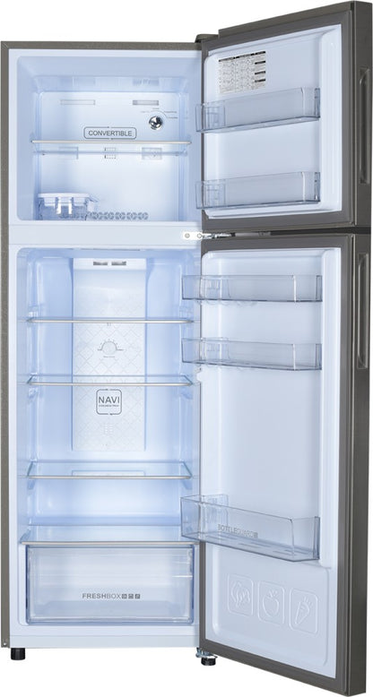 CANDY 240 L Frost Free Double Door 3 Star Refrigerator - Brushline Silver, CDD2653SS