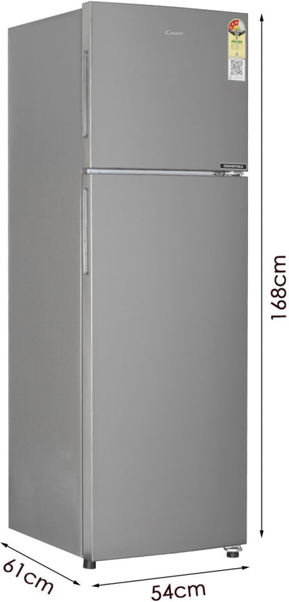 CANDY 268 L Frost Free Double Door 2 Star Convertible Refrigerator - Inox Steel, CDD2932TS