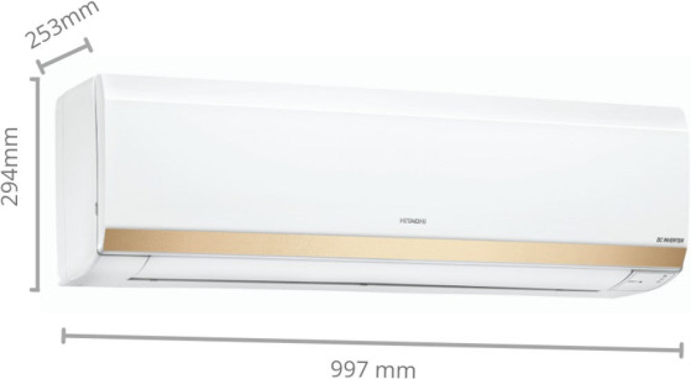 Hitachi 1.5 T 3 Star Split Inverter AC  - White, Gold - RSNG318HFEOF/ESNG318HFEOF/CSNG318HFEOF/CS318HFEOF, Copper Condenser