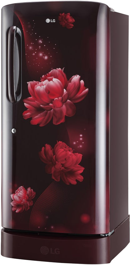 LG 205 L Direct Cool Single Door 5 Star Refrigerator with Base Drawer  with Smart Inverter Compressor, Humidity Controller & Moist 'N' Fresh - Scarlet Charm, GL-D221ASCU