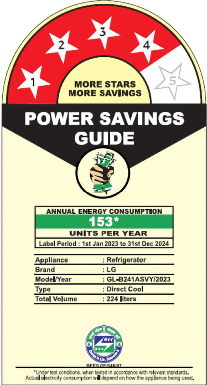 LG 224 L डायरेक्ट कूल सिंगल डोर 4 स्टार रेफ्रिजरेटर स्मार्ट इन्वर्टर कंप्रेसर, ह्यूमिडिटी कंट्रोलर और मॉइस्ट 'एन' फ्रेश - स्कार्लेट विक्टोरिया, GL-B241ASVY के साथ