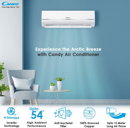 CANDY 1 Ton 5 Star Split Inverter AC  - White - SAC 125C ITS/CS 125C ITS/CU 125C ITS, Copper Condenser