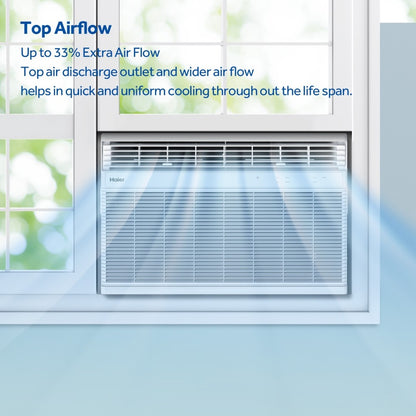 Haier Top Flow 1.5 Ton 3 Star Window Jet Air Flow and Dynamic Cooling for better air circulation, Filter Diagnosis for healthy air, Micro Antibacterial Filter AC  - White - HWU18TF-EW3BE-FS, Copper Condenser