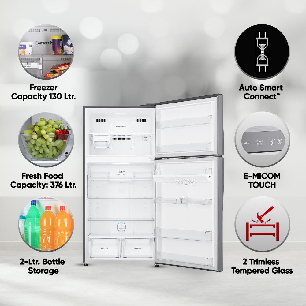 LG 506 L Frost Free Double Door 1 Star Refrigerator - Platinum Silver 3, GN-H702HLHM