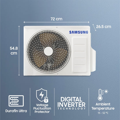 सैमसंग 1 टन 5 स्टार स्प्लिट इन्वर्टर एसी - सफेद - AR12CY5ZAGD/AR12CY5ZAGDNNA/AR12CY5ZAGDXNA, कॉपर कंडेनसर