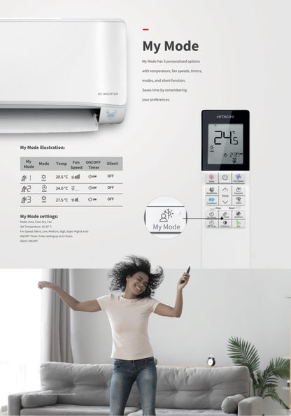 Hitachi Ice Clean Frost Wash Technology 2023 Model 1.5 Ton 3 Star Split Inverter Xpandable plus Ambience Light R 32 AC with Wi-fi Connect  - White - RAS.V318PCAIBHE (RAK.V318PCAIBHE / RAC.318WCAIE), Copper Condenser