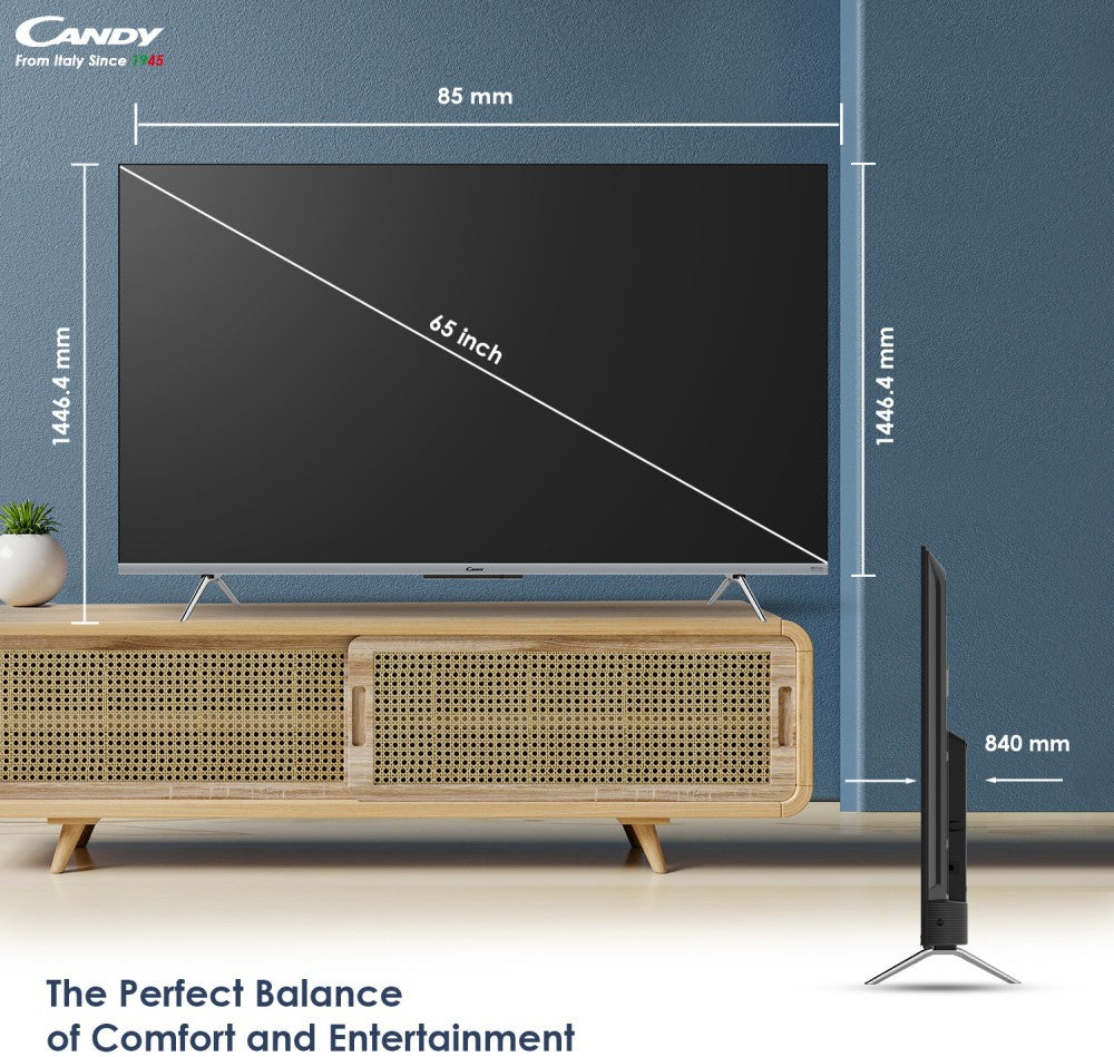 कैंडी 165 सेमी (65 इंच) अल्ट्रा एचडी (4K) एलईडी स्मार्ट गूगल टीवी डॉल्बी एटमॉस और डॉल्बी विजन के साथ - CA65U50LED