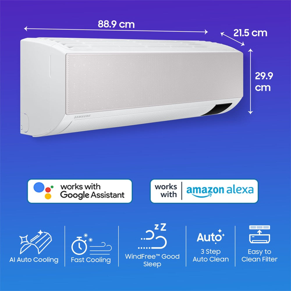 SAMSUNG 1.5 Ton 3 Star Split Inverter AC with Wi-fi Connect  - White - AR18CY3AAGB/AR18CY3AAGBNNA/AR18CY3AAGBXNA, Copper Condenser