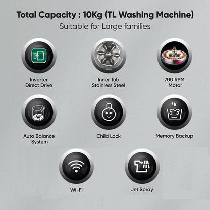 LG 10 kg AI Direct Drive Technology Fully Automatic Top Load Washing Machine Grey - THD10NWM