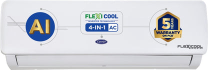 CARRIER Convertible 4-in-1 Cooling 2023 Model 1 Ton 3 Star Split AI Flexicool Inverter Dual Filtration with HD & PM 2.5 Filter AC  - White - 12K ESTER EXi+ INVERTER R32 SPLIT AC_CAI12ER3R33F0, Copper Condenser