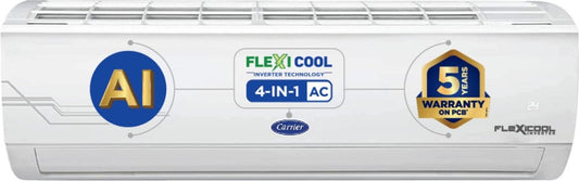 CARRIER Convertible 4-in-1 Cooling 2023 Model 2 Ton 3 Star Split AI Flexicool Inverter Dual Filtration with HD & PM 2.5 Filter AC  - White - 24K ESTER EXi INVERTER R32 SPLIT AC_CAI24ES3R32F0, Copper Condenser